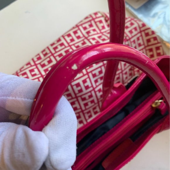 Tommy Hilfiger Signature Pink Logo Large Tote Handbag Women's - Picture 14 of 15